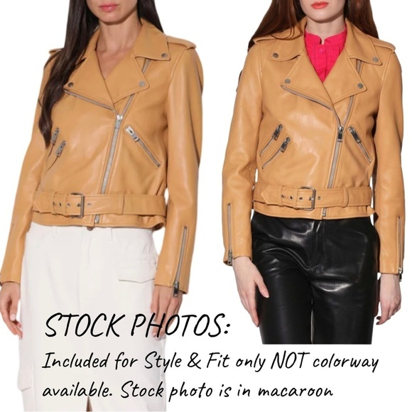 Walter Baker Allison Leather Biker Jacket Tan Latte Size M - Picture 16 of 17